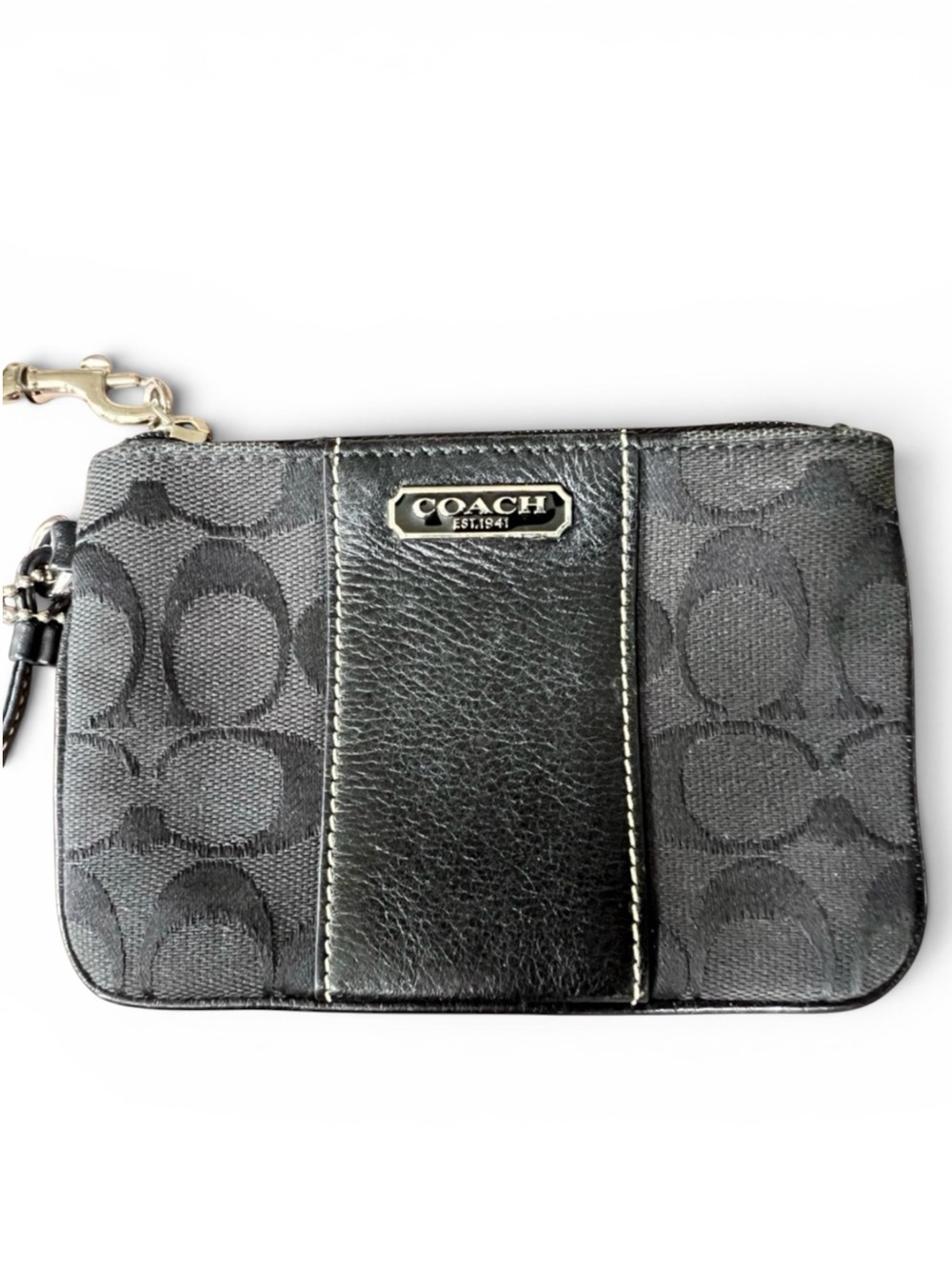 Coach Vintage Signature Jacquard Corner Zip Wristlet